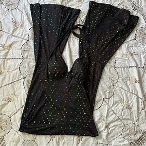 Dreamgirl disco black flared jumpsuit